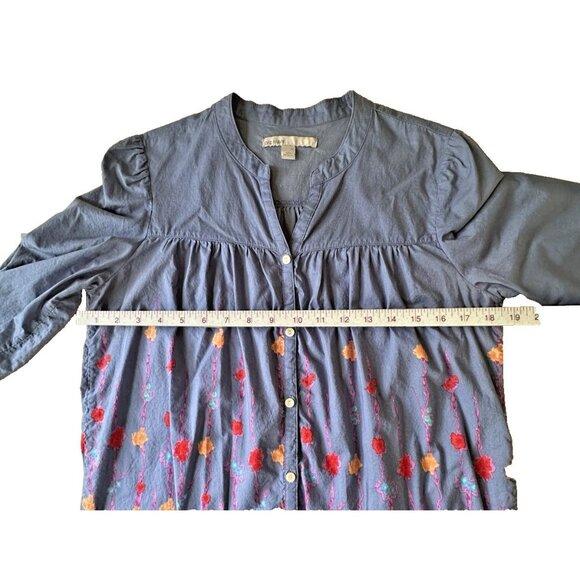 Old Navy Women's Blue Cotton Tunic Water Color Floral Print 3 Qtr Sleeve Sz Med - Picture 13 of 14